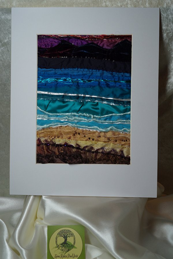 handmade silk textile wall hanging ocean 11