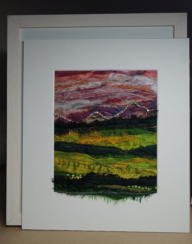 silk textile collage wall art Earth 15