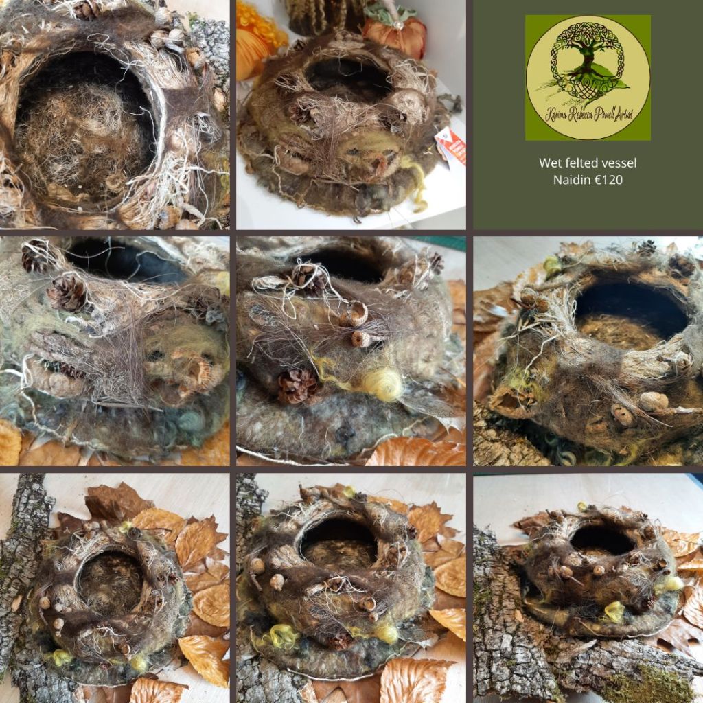 wet felted mixed fibre nest