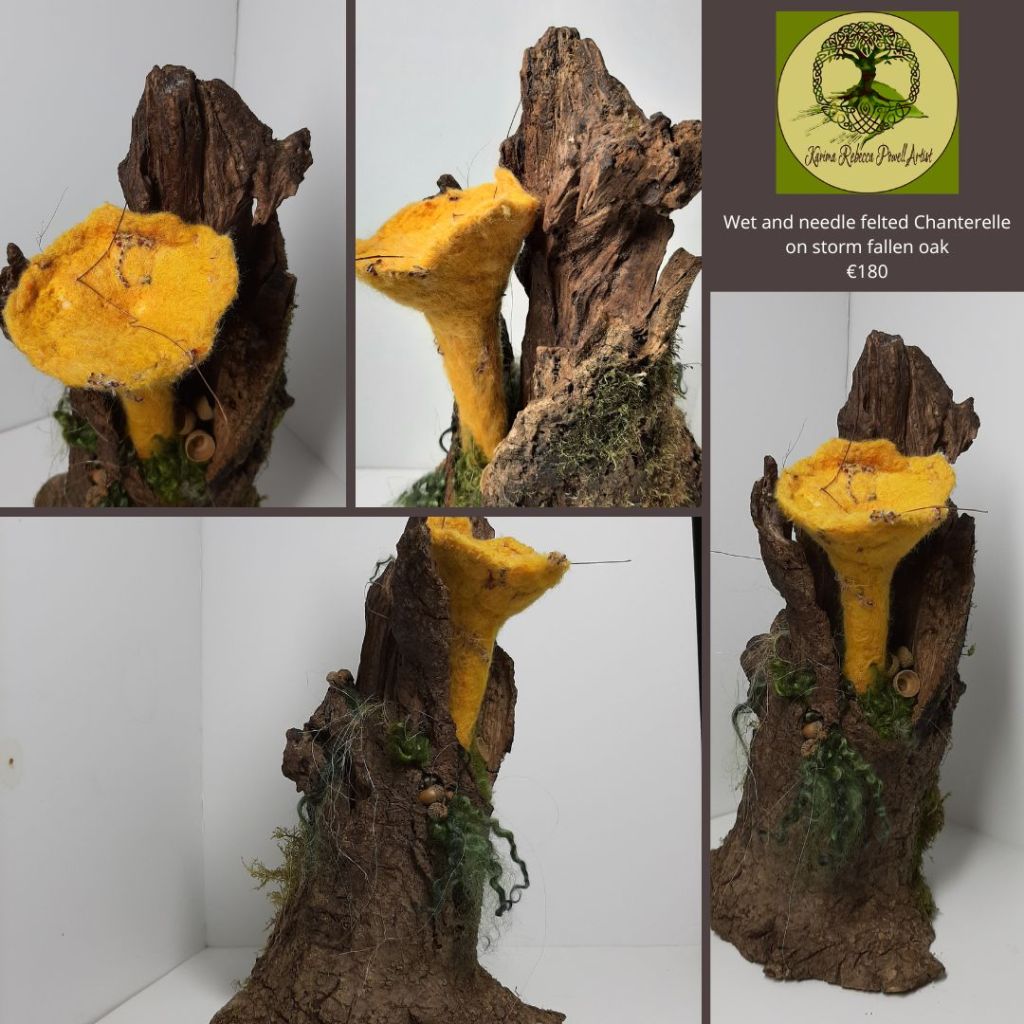 single wet and needle felted yellow chantarelle 