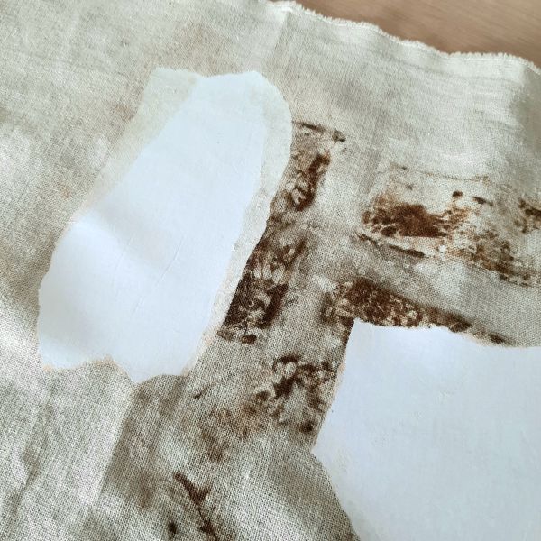 modge podge images onto linen